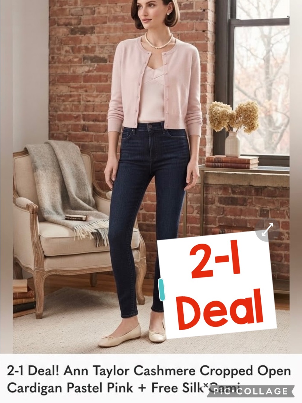2-1 Ann Taylor Pastel Pink Cashmere Cropped Cardigan and free sink tank